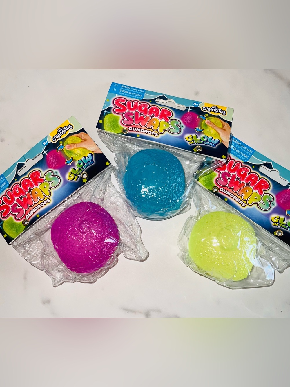 Sugar Swaps Glow Gumdrops Sensory Squish Toys - Blue, Pink, Lime